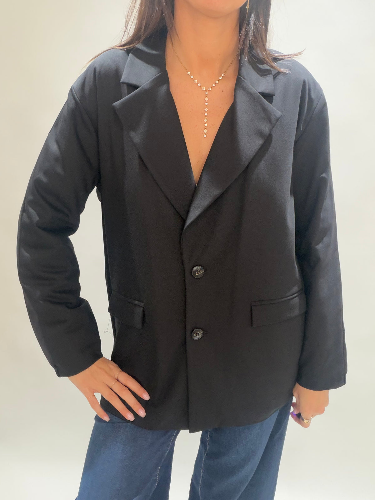 VESTE BLAZER BI-MATIERE SILAM NOIR