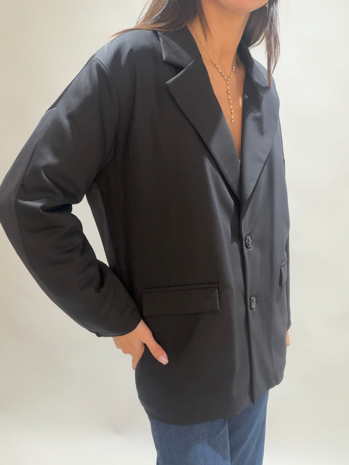 VESTE BLAZER BI-MATIERE SILAM NOIR