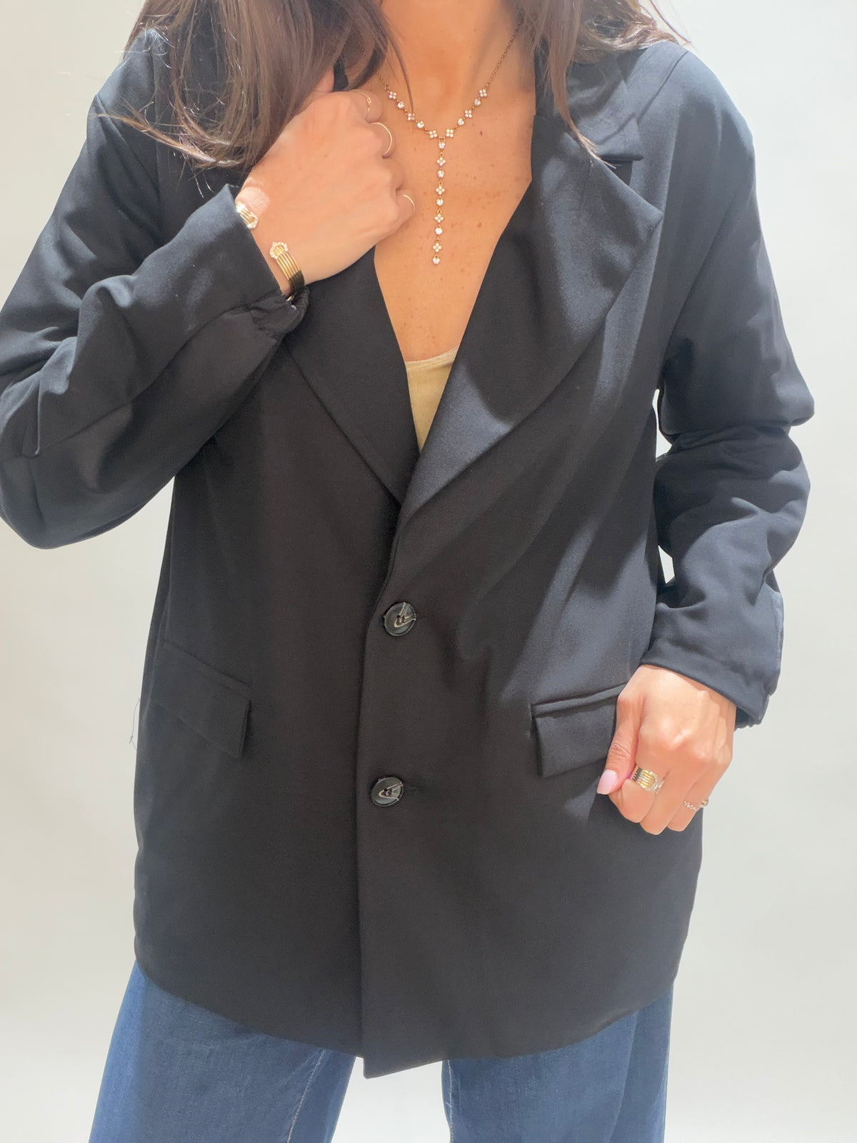 VESTE BLAZER BI-MATIERE SILAM NOIR