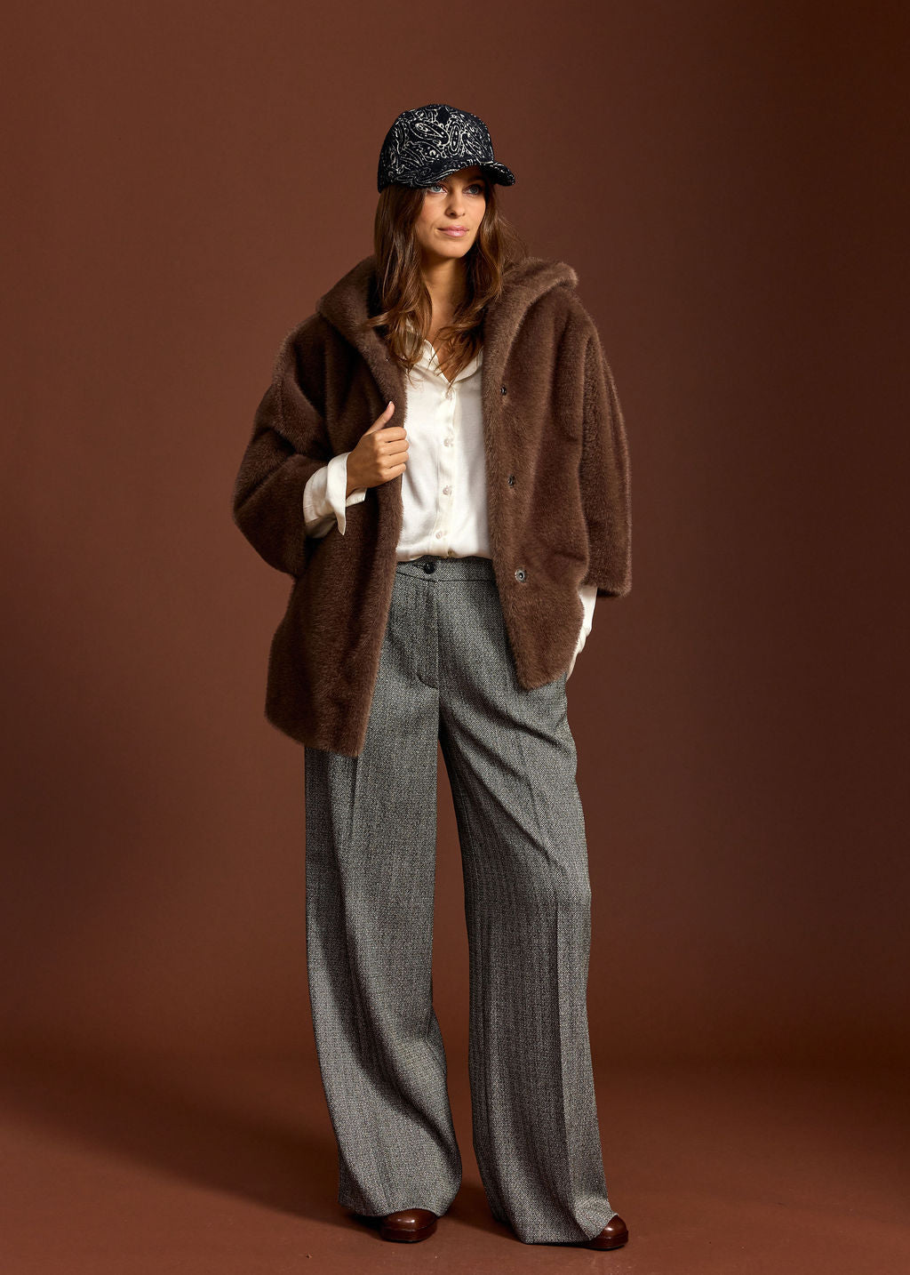 SOFIA CAFE FAUX FUR HOODED JACKET