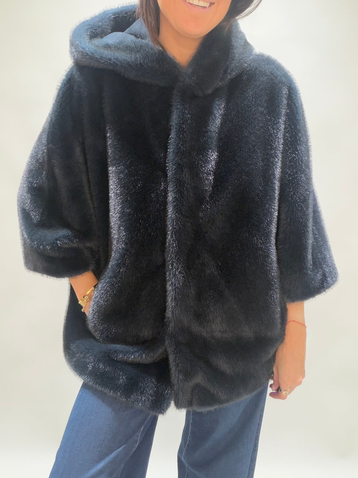 VESTE CAPUCHE EN FAUSSE FOURRURE SOFIA NUIT