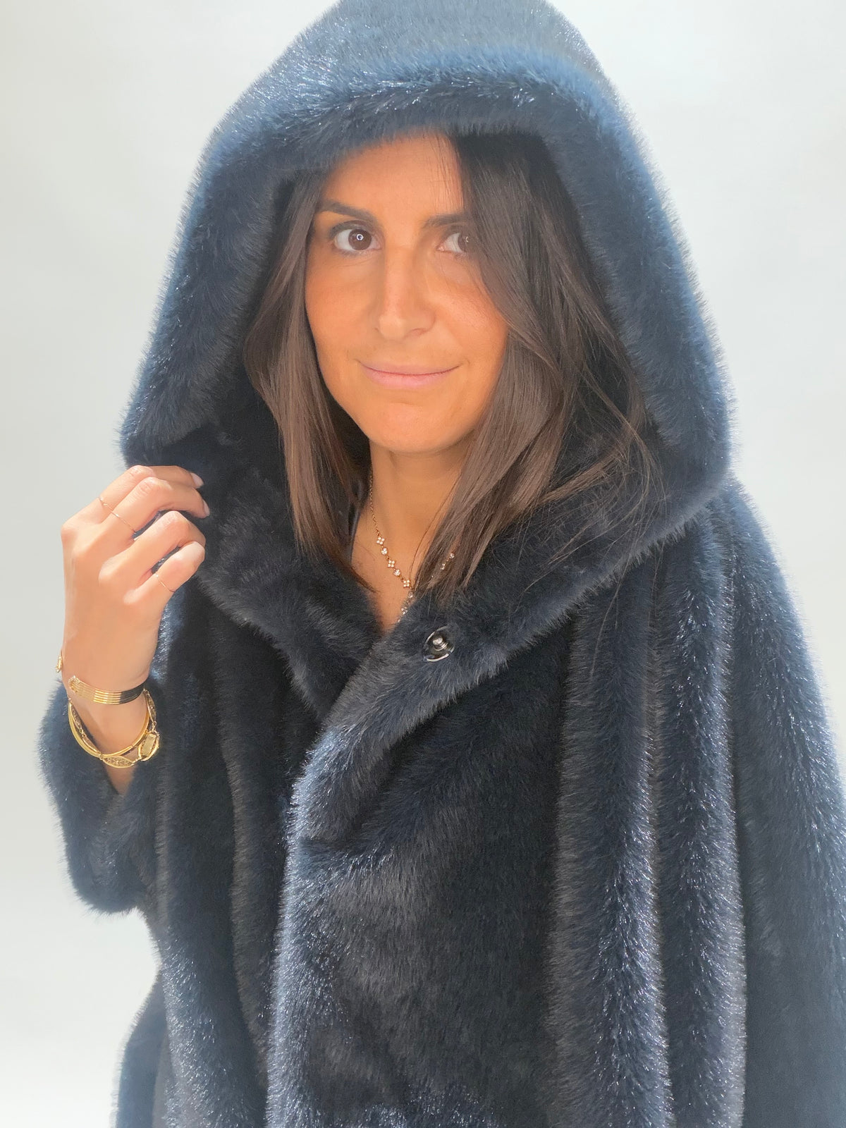 VESTE CAPUCHE EN FAUSSE FOURRURE SOFIA NUIT