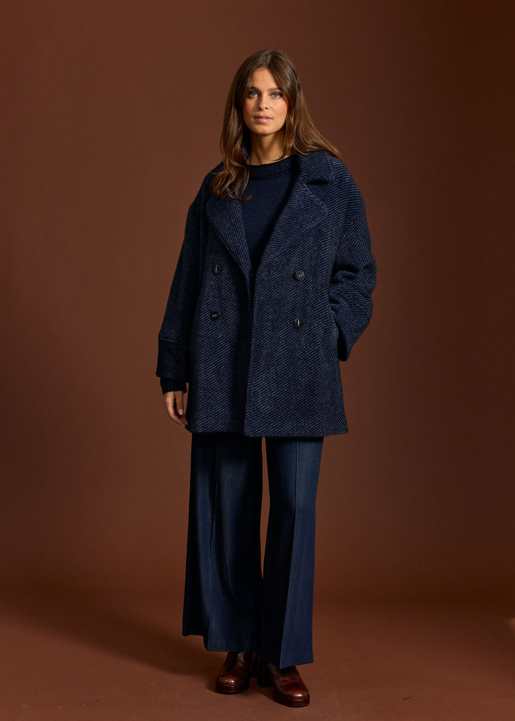 MANTEAU CABAN DUVETEUX SOF BLEU