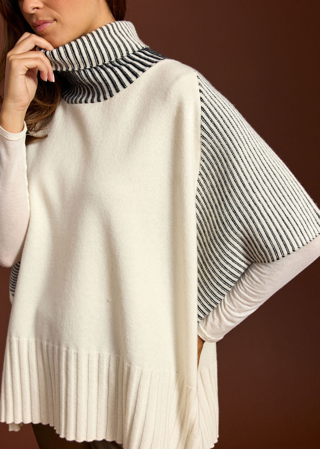 VILMAH ECRU RIBBED SWEATER