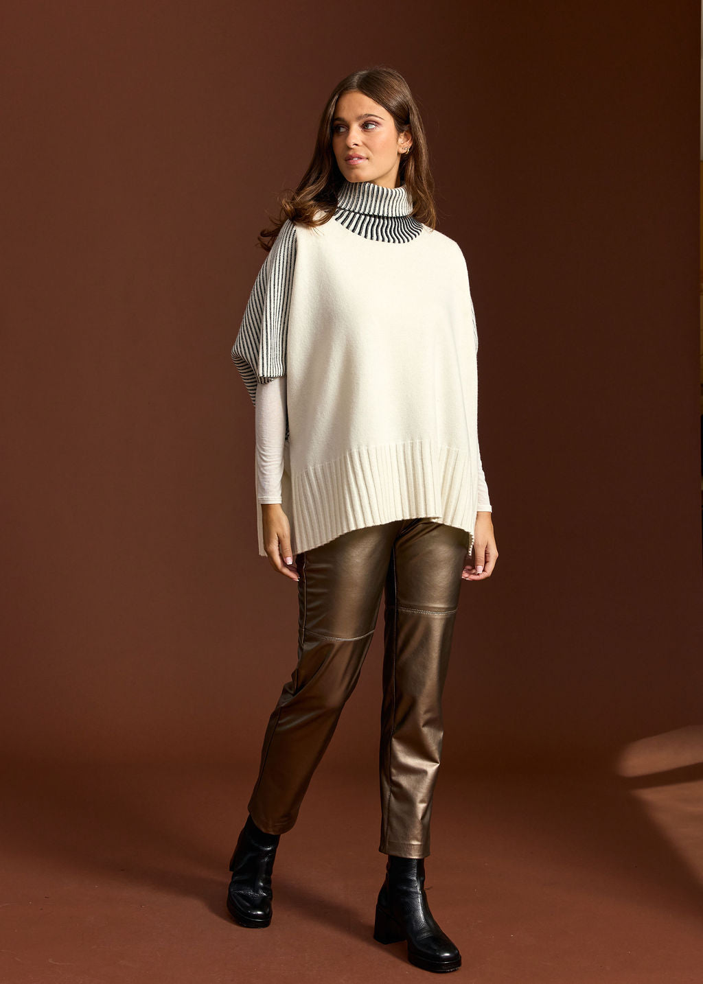 VILMAH ECRU RIBBED SWEATER