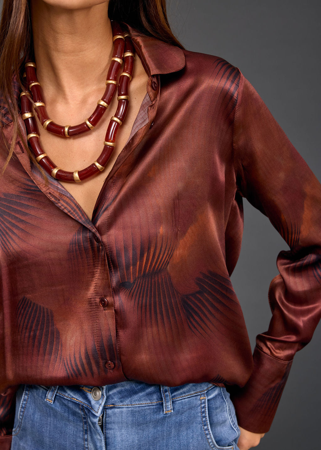 CHEMISE IMPRIMÉE À BASE DE SOIE ATIKA HAVANA