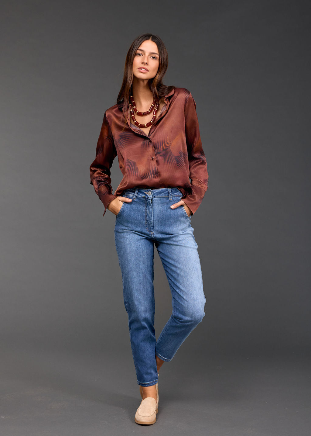 CHEMISE IMPRIMÉE À BASE DE SOIE ATIKA HAVANA