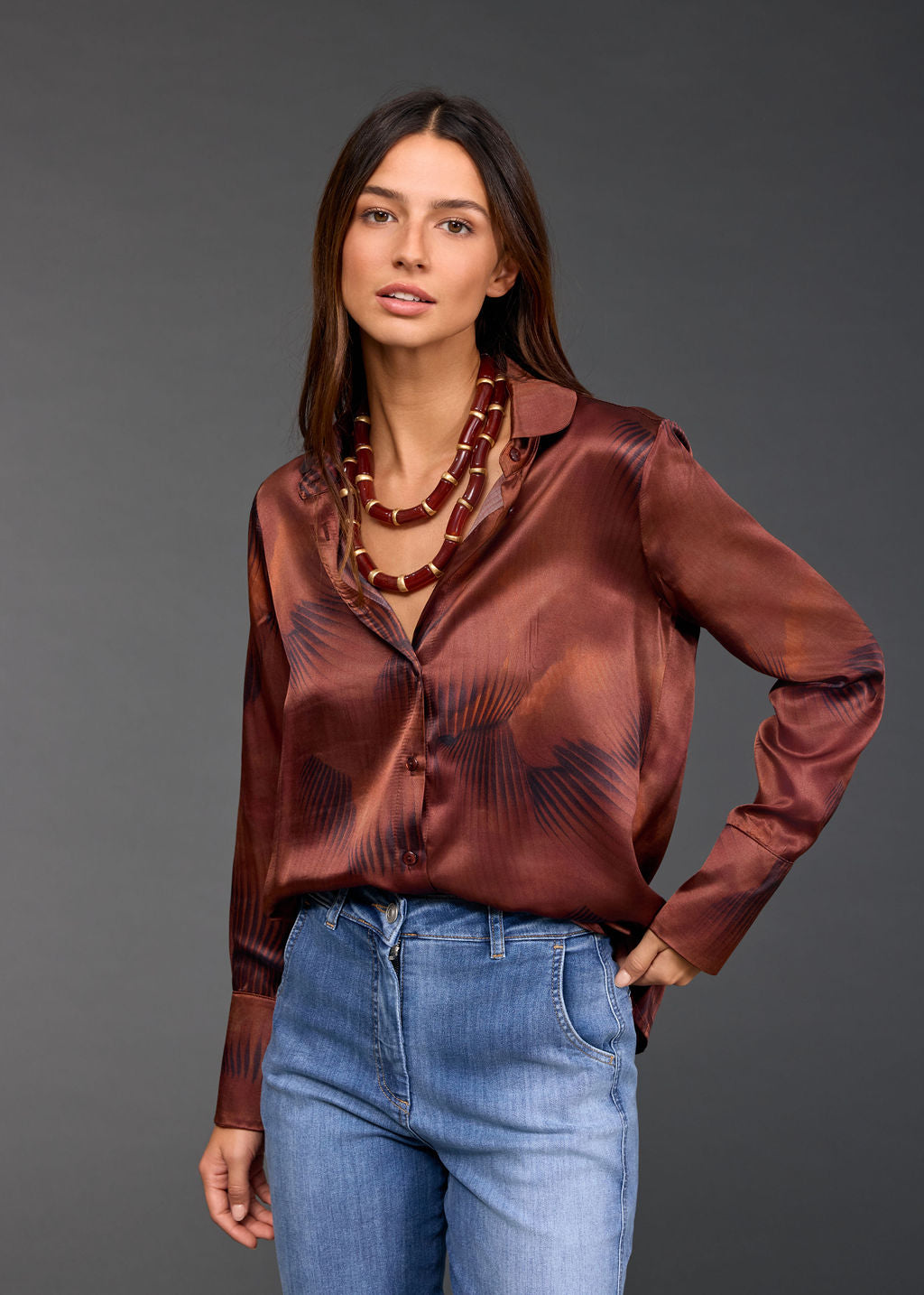 CHEMISE IMPRIMÉE À BASE DE SOIE ATIKA HAVANA