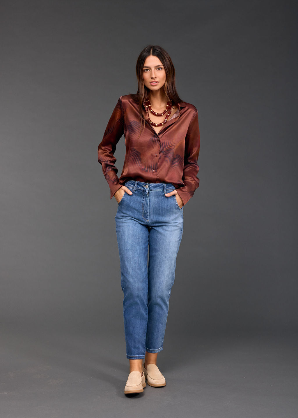 CHEMISE IMPRIMÉE À BASE DE SOIE ATIKA HAVANA