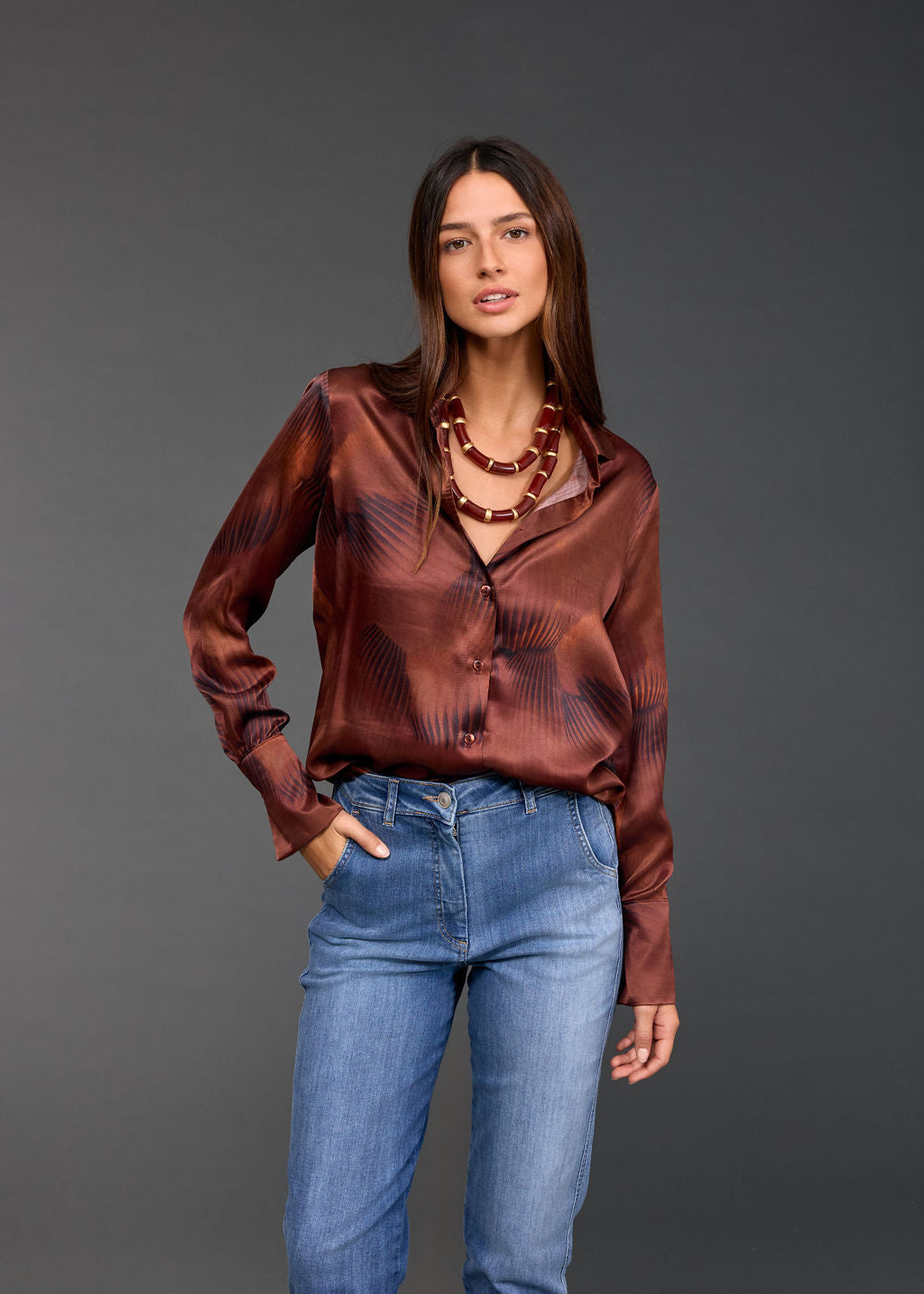 CHEMISE IMPRIMÉE À BASE DE SOIE ATIKA HAVANA