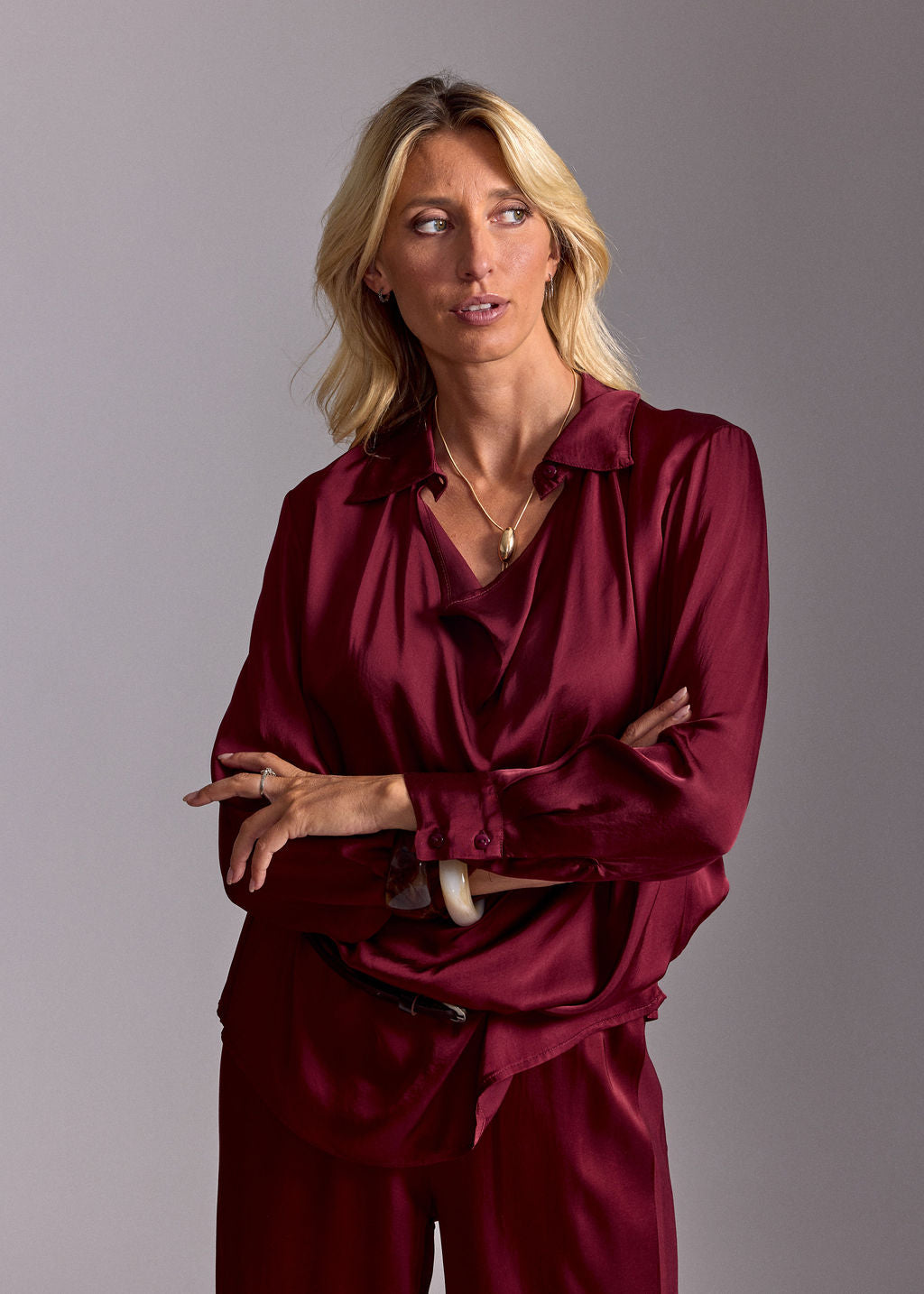 DALI RED COWL NECK SHIRT