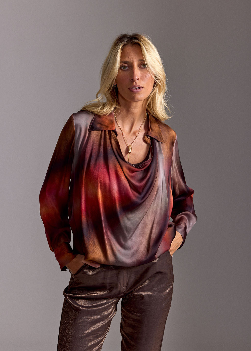 CHEMISE IMPRIMÉE COL BÉNITIER ETNA FEU