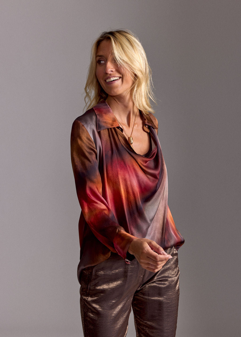 CHEMISE IMPRIMÉE COL BÉNITIER ETNA FEU