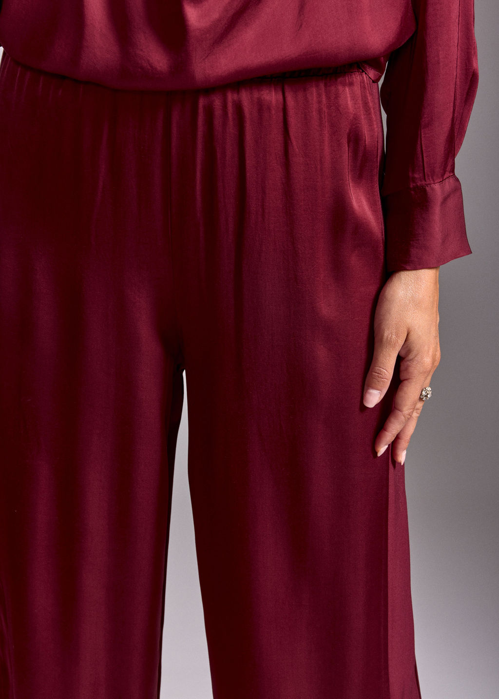 PANTALON FLUIDE UNI YOKO ROUGE