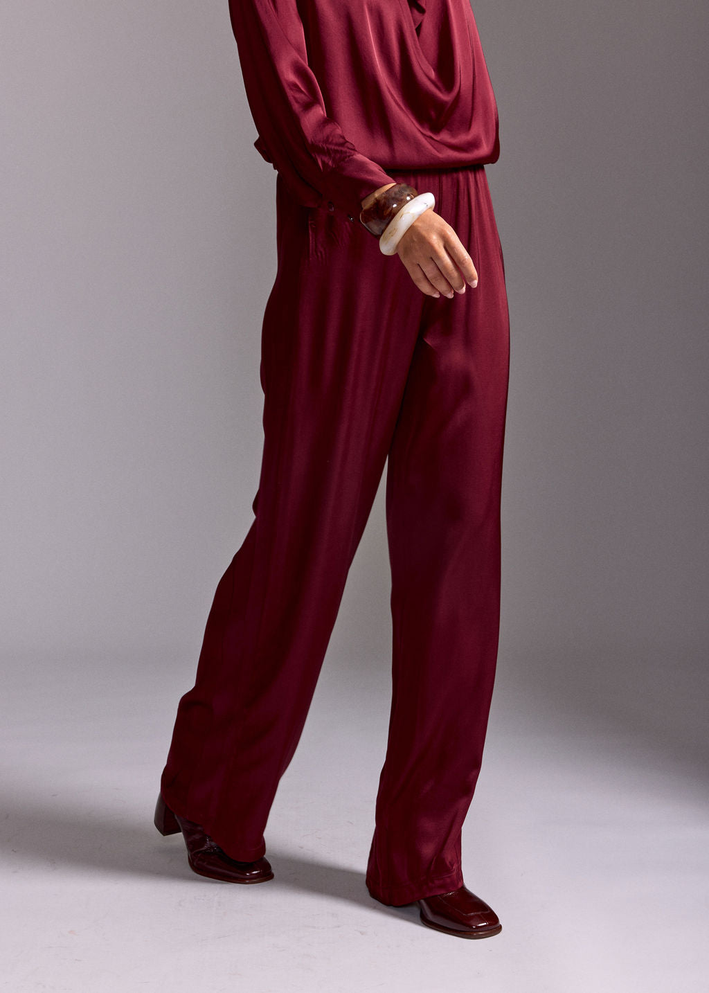 PANTALON FLUIDE UNI YOKO ROUGE