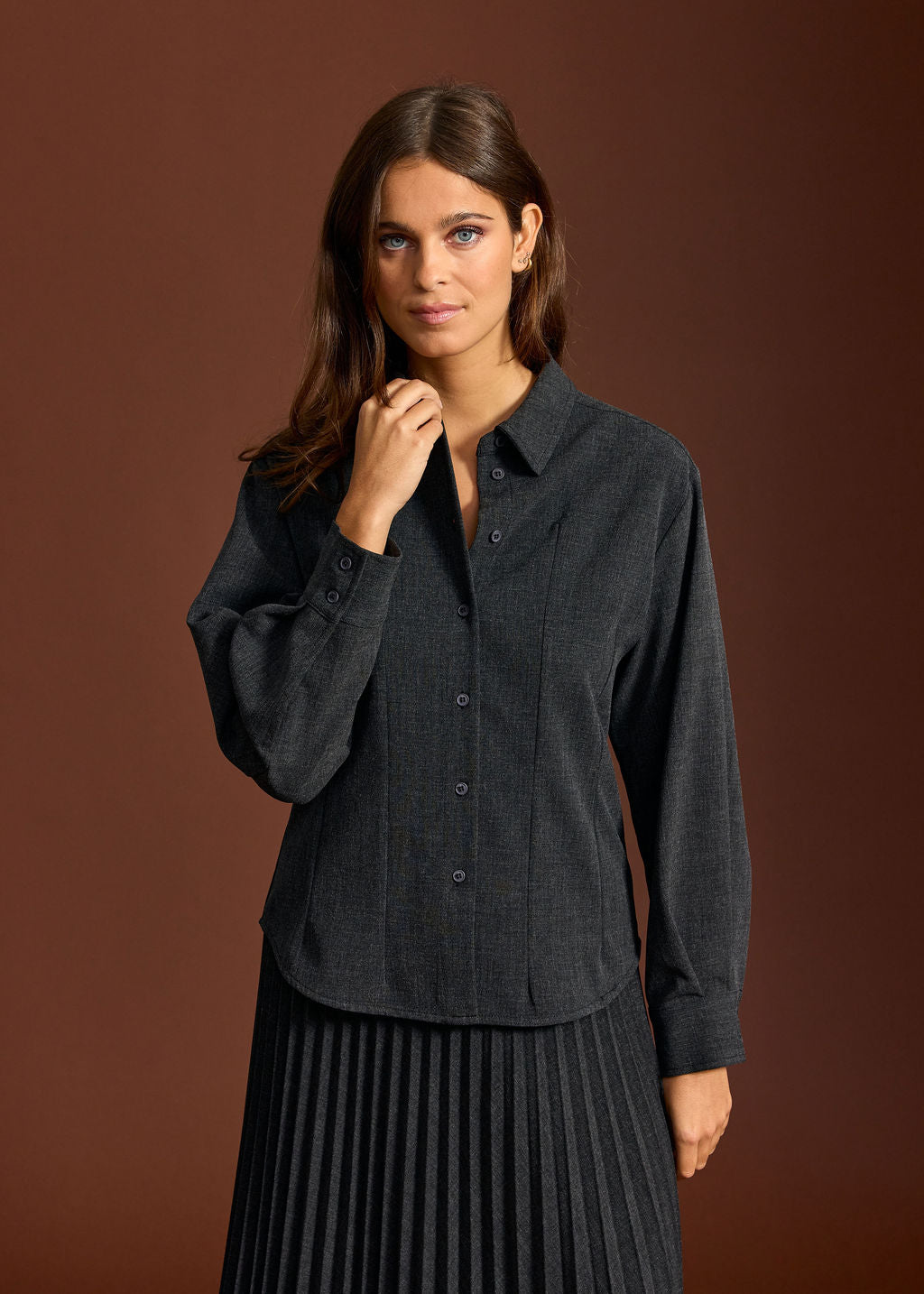 CHEMISE FITTÉE NINA ACIER