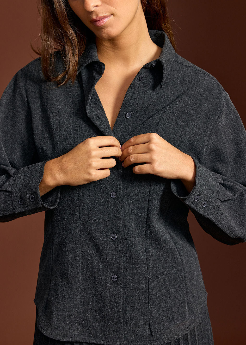 CHEMISE FITTÉE NINA ACIER