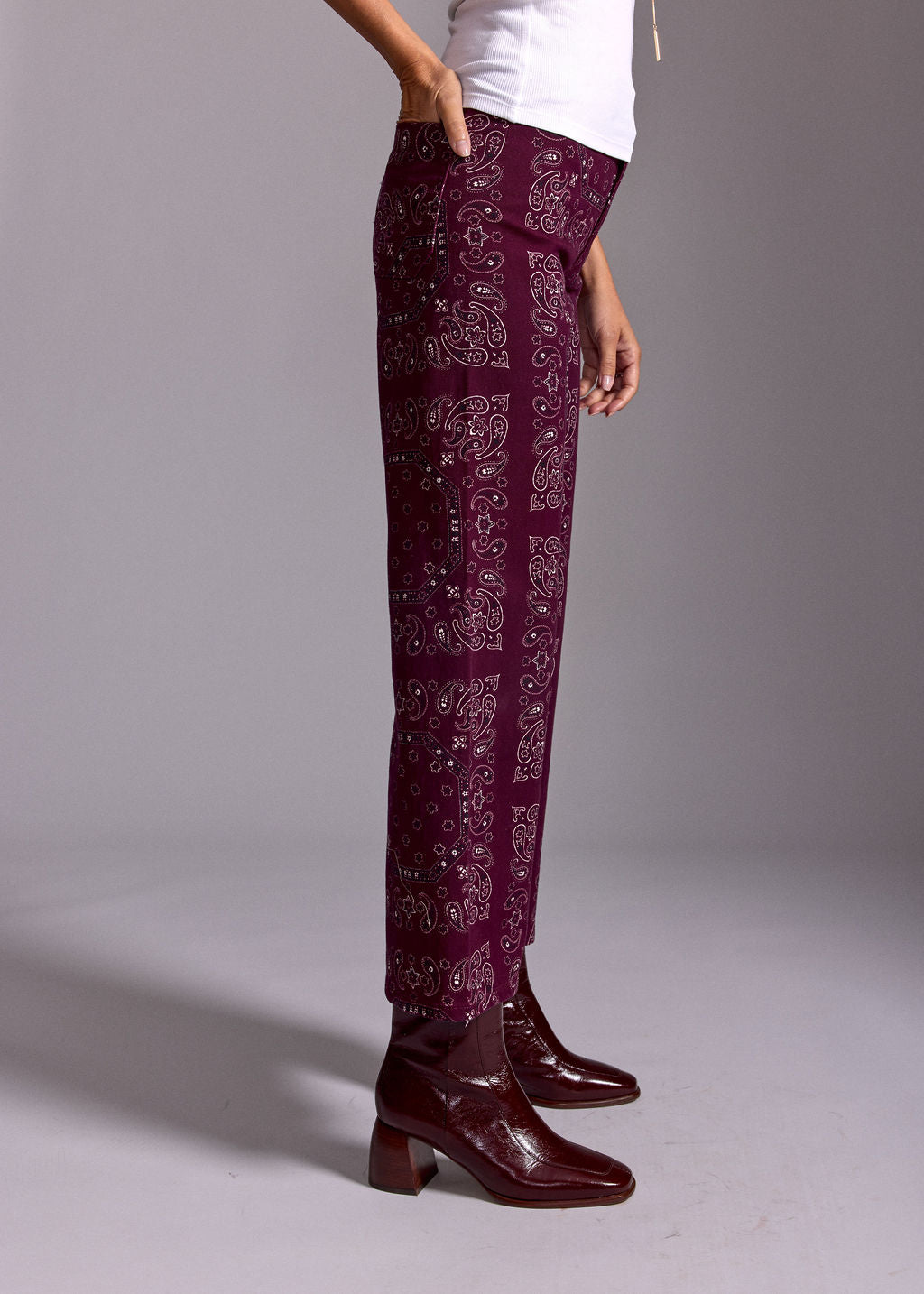 PANTALON IMPRIMÉ BANDANAS CALY BURGUNDI