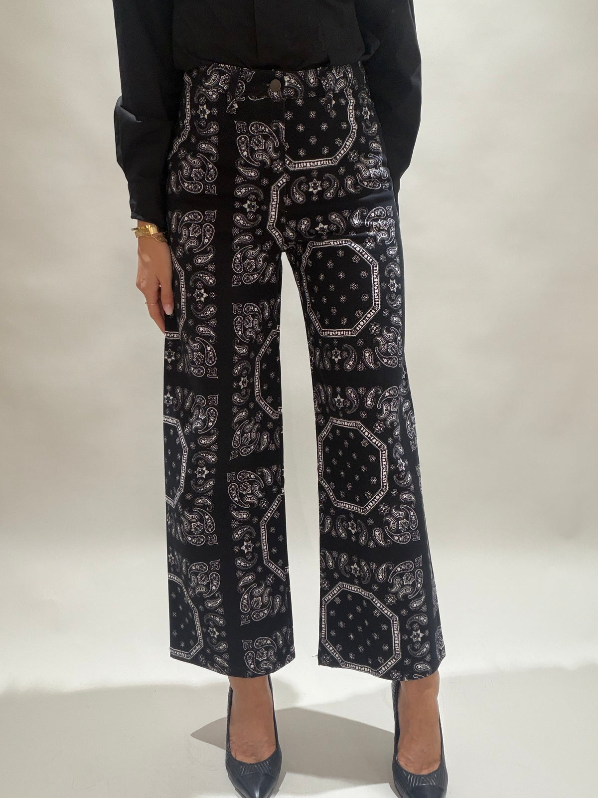 PANTALON IMPRIMÉ BANDANAS CALY NOIR