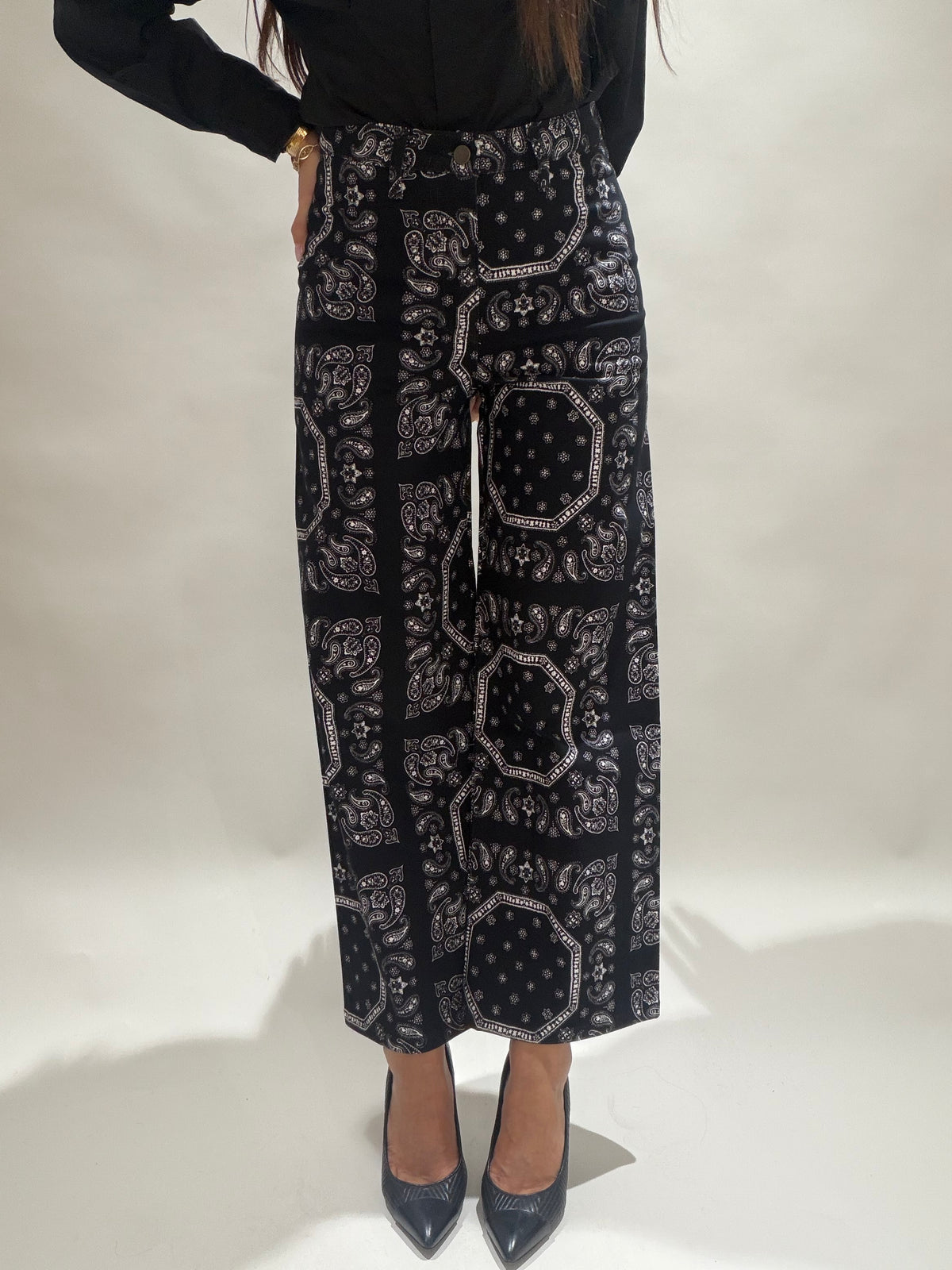 PANTALON IMPRIMÉ BANDANAS CALY NOIR