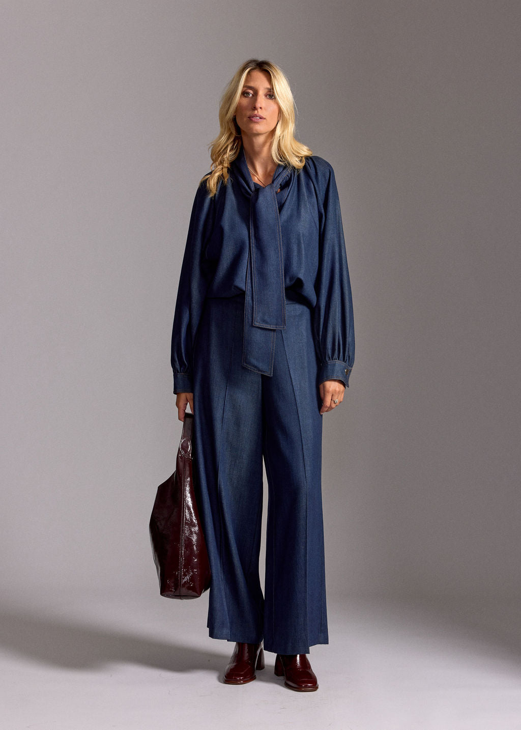CHEMISE À LAVALLIÈRE EN LYOCELL DENIM LOLI