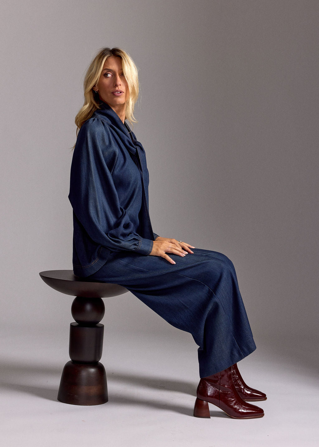 CHEMISE À LAVALLIÈRE EN LYOCELL DENIM LOLI