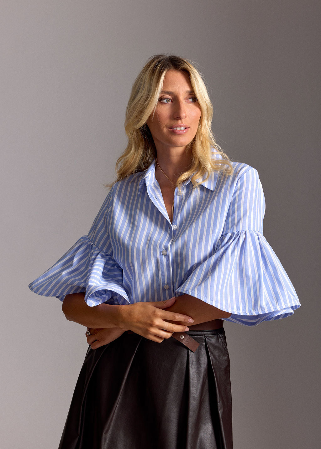 CHEMISE EN POPELINE RAYÉE SIL CIEL