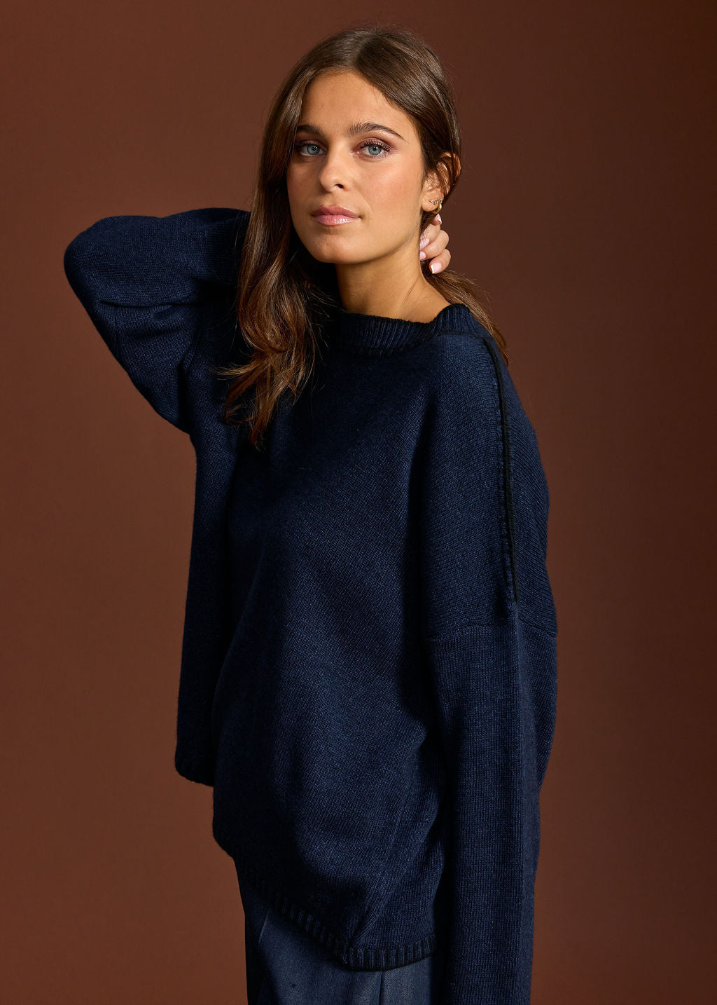 PULL COURT BRODÉ ULMA NUIT