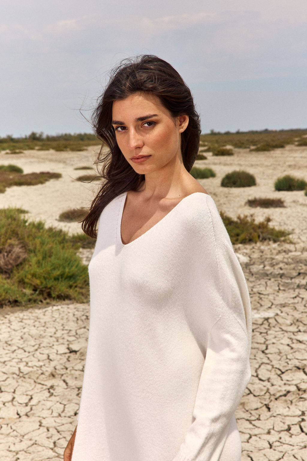 ROBE AMPLE EN MAILLE NOUNE ECRU