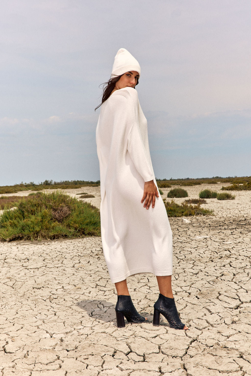 ROBE AMPLE EN MAILLE NOUNE ECRU