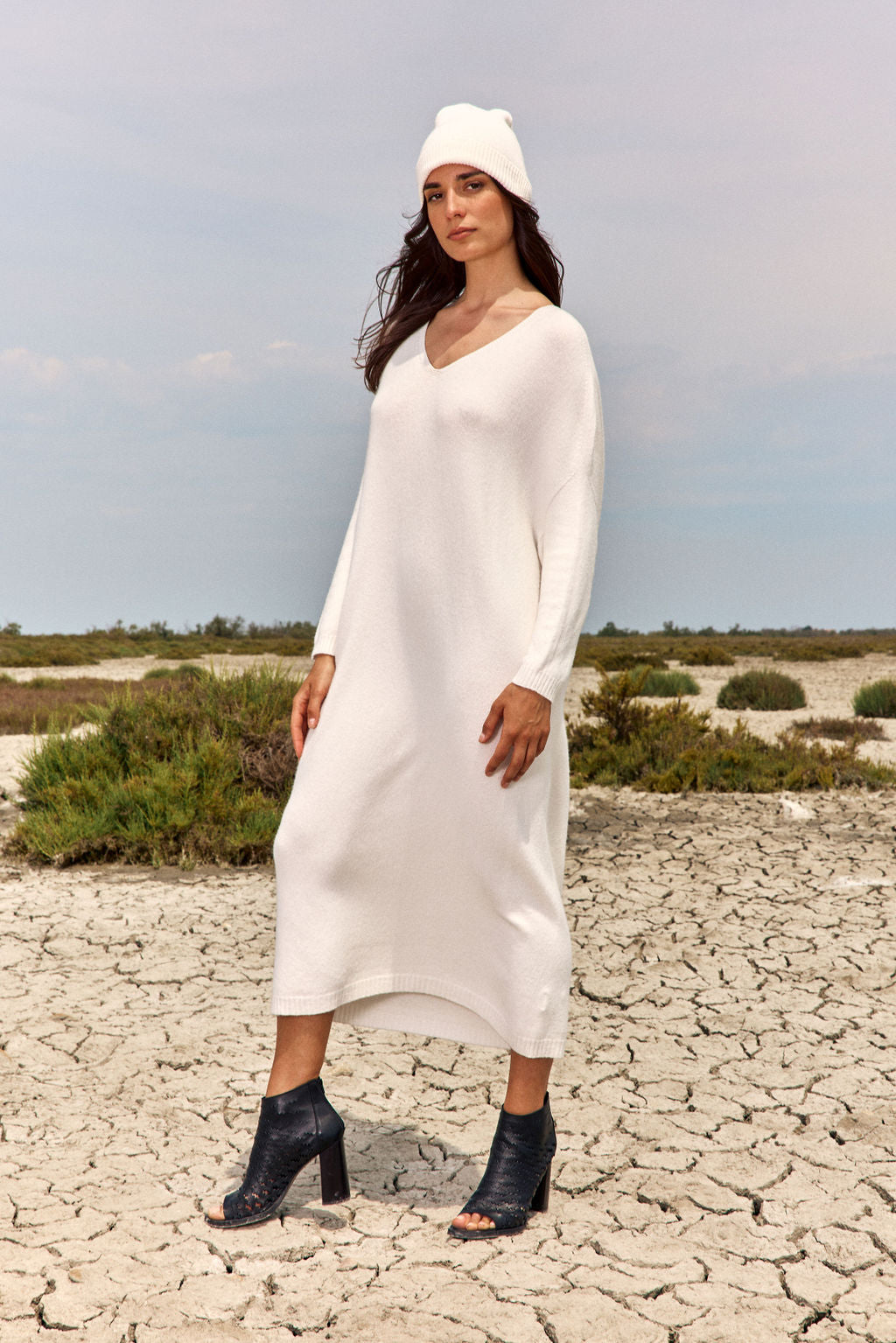 ROBE AMPLE EN MAILLE NOUNE ECRU
