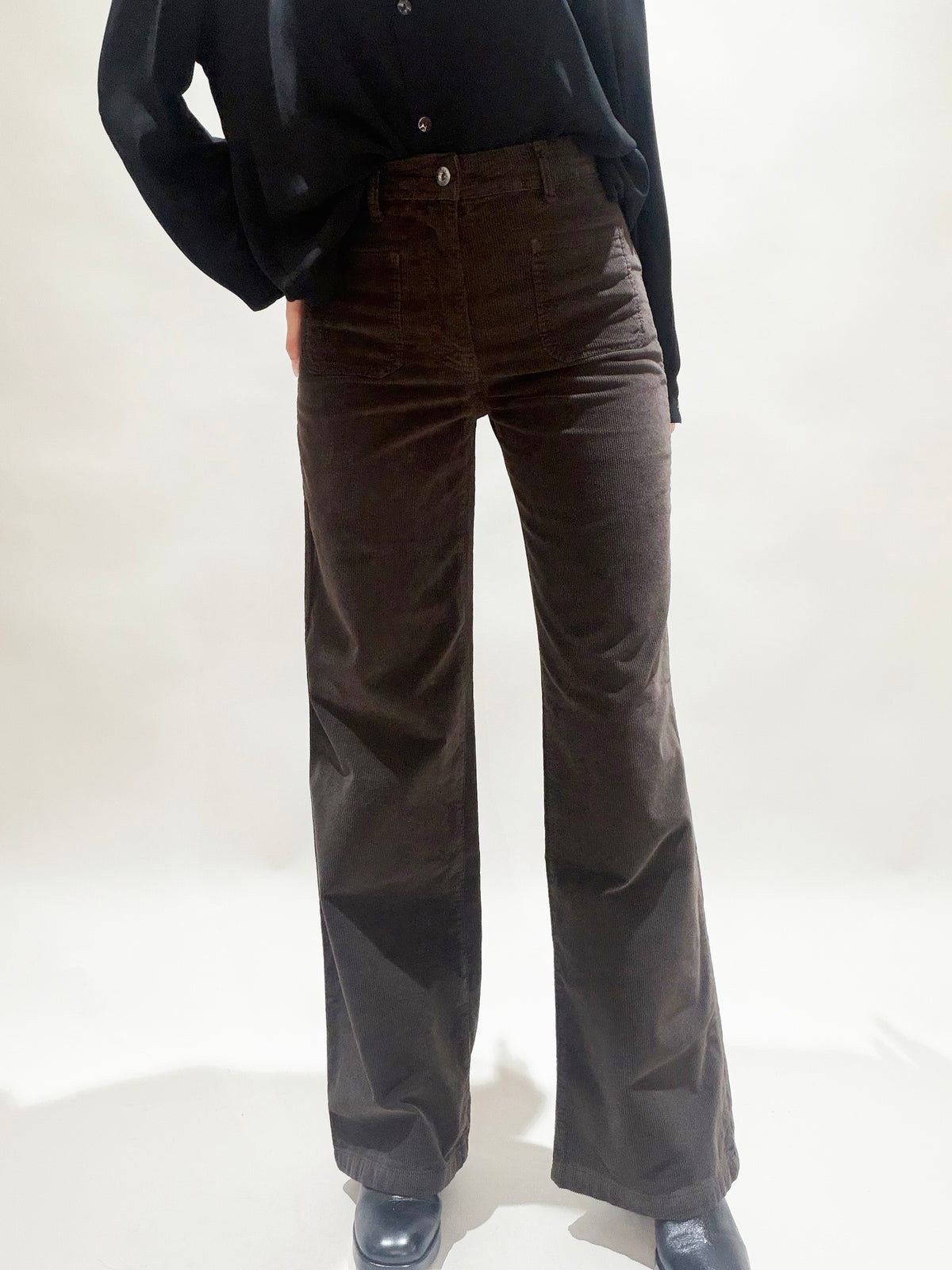 PANTALON FLARE EN VELOURS COTELÉ ROYO CAFE