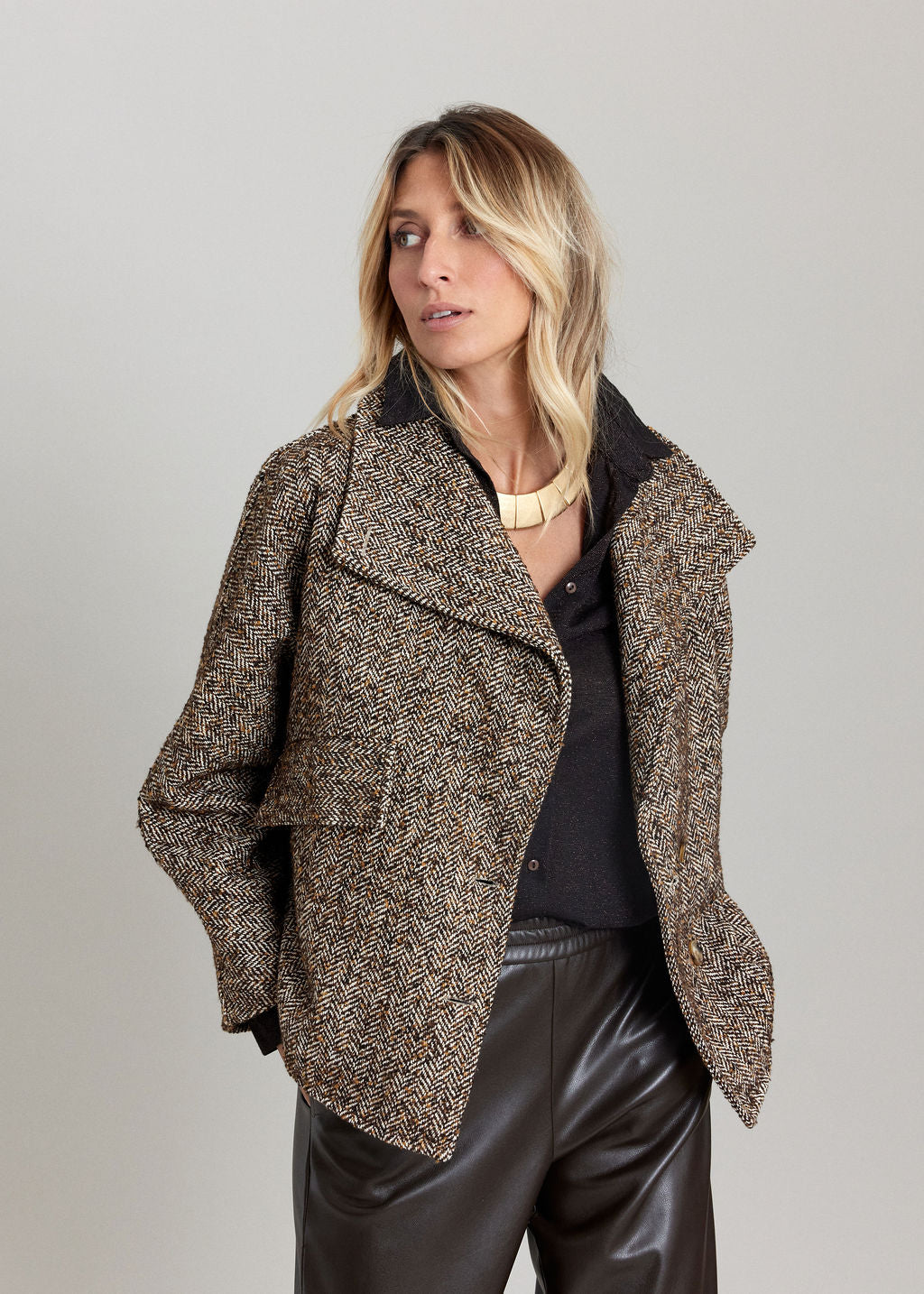 VESTE EN CHEVRON SILO NOIR