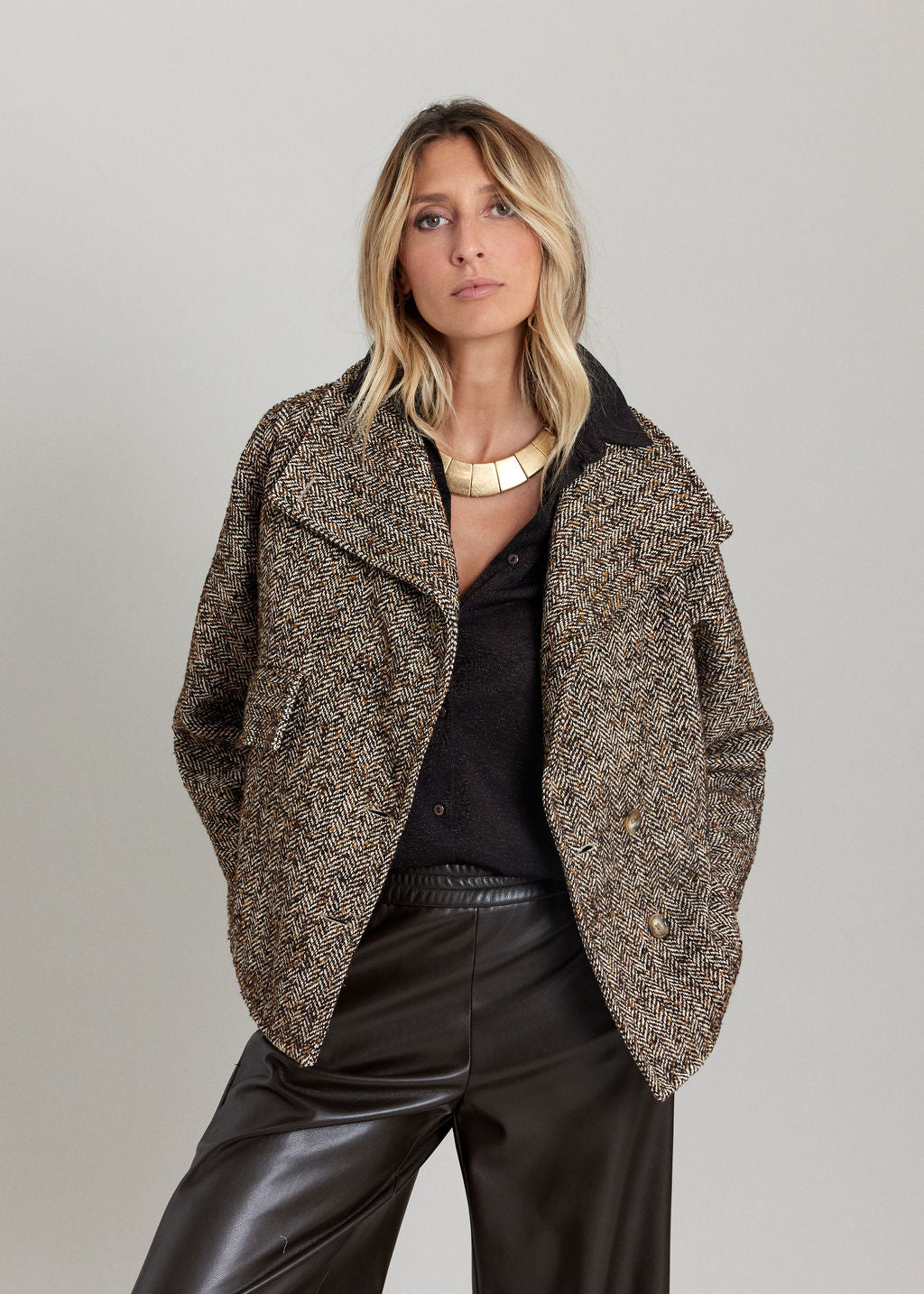 VESTE EN CHEVRON SILO NOIR