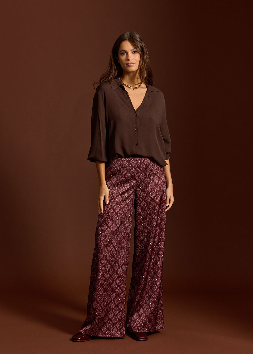 PLAIN FLUID SHIRT ORSO CAFE