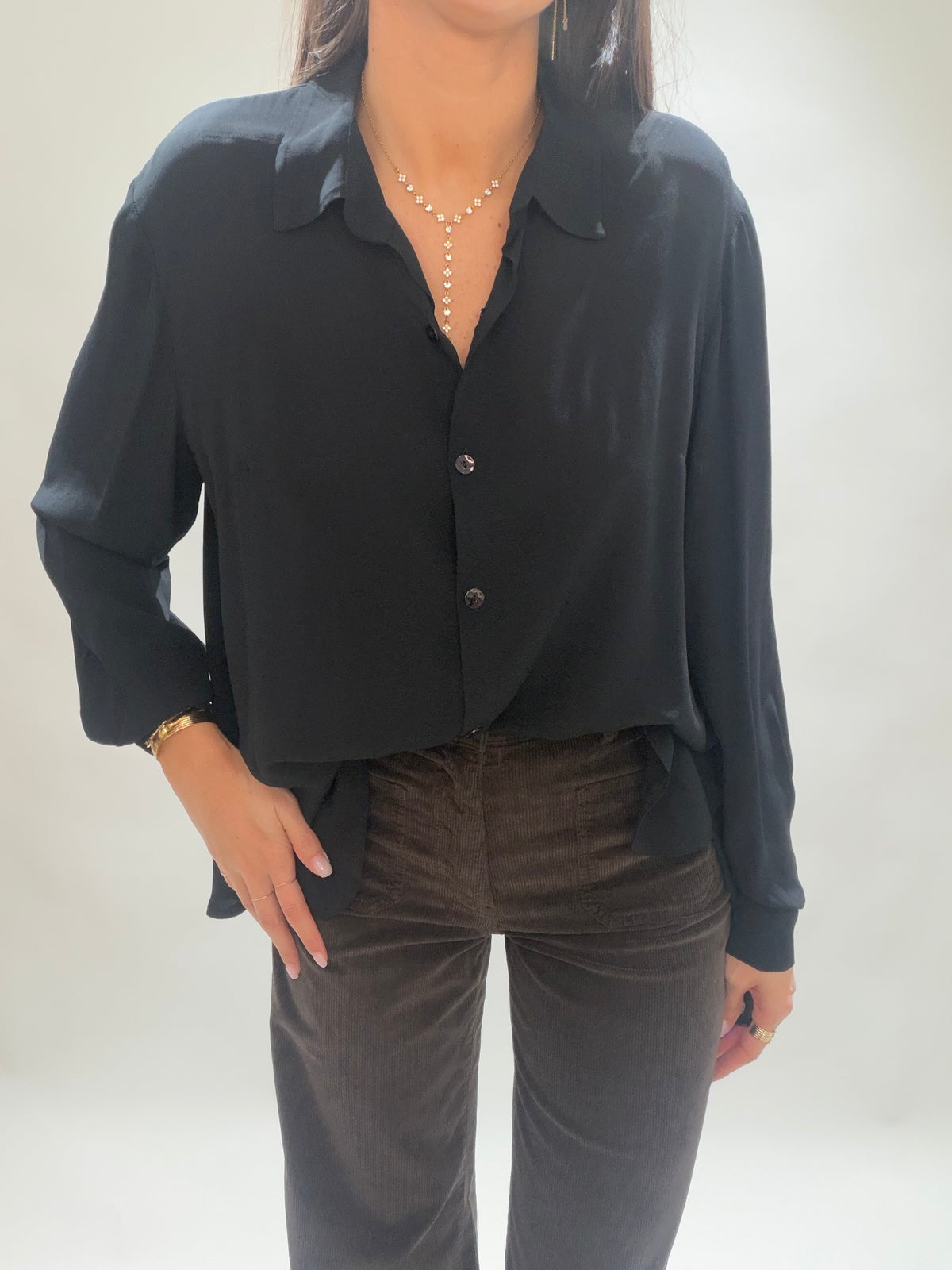 CHEMISE FLUIDE UNIE ORSO NOIR