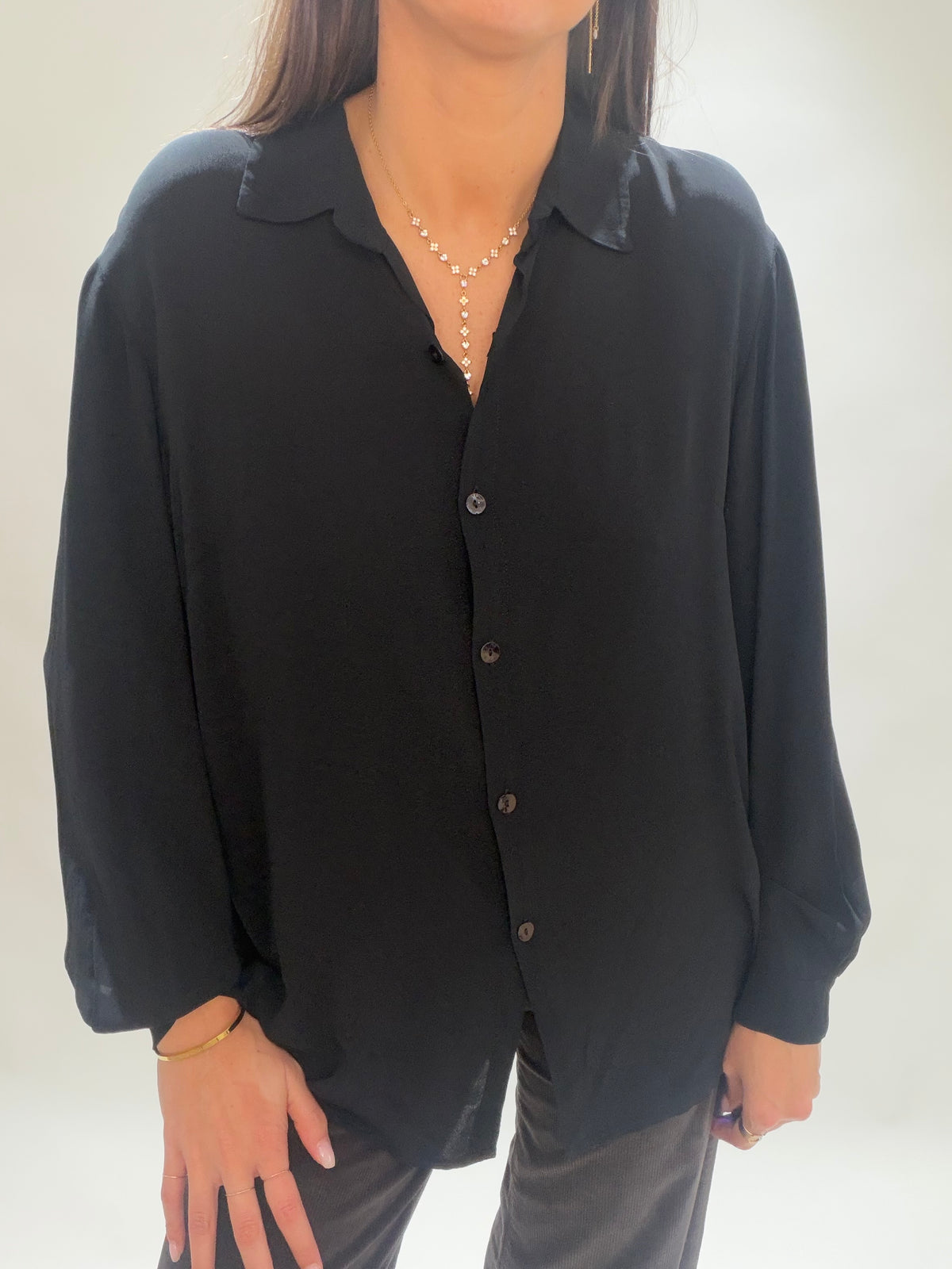 CHEMISE FLUIDE UNIE ORSO NOIR