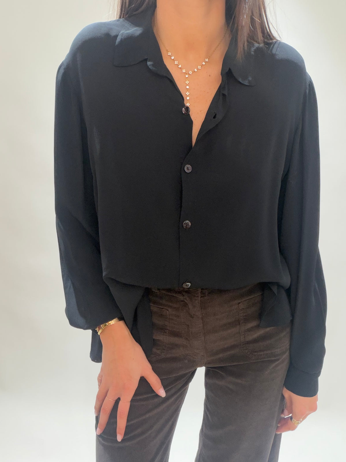 CHEMISE FLUIDE UNIE ORSO NOIR