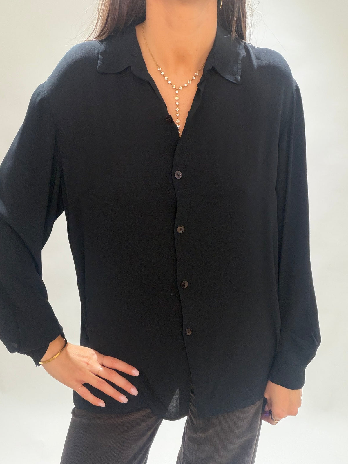 CHEMISE FLUIDE UNIE ORSO NOIR