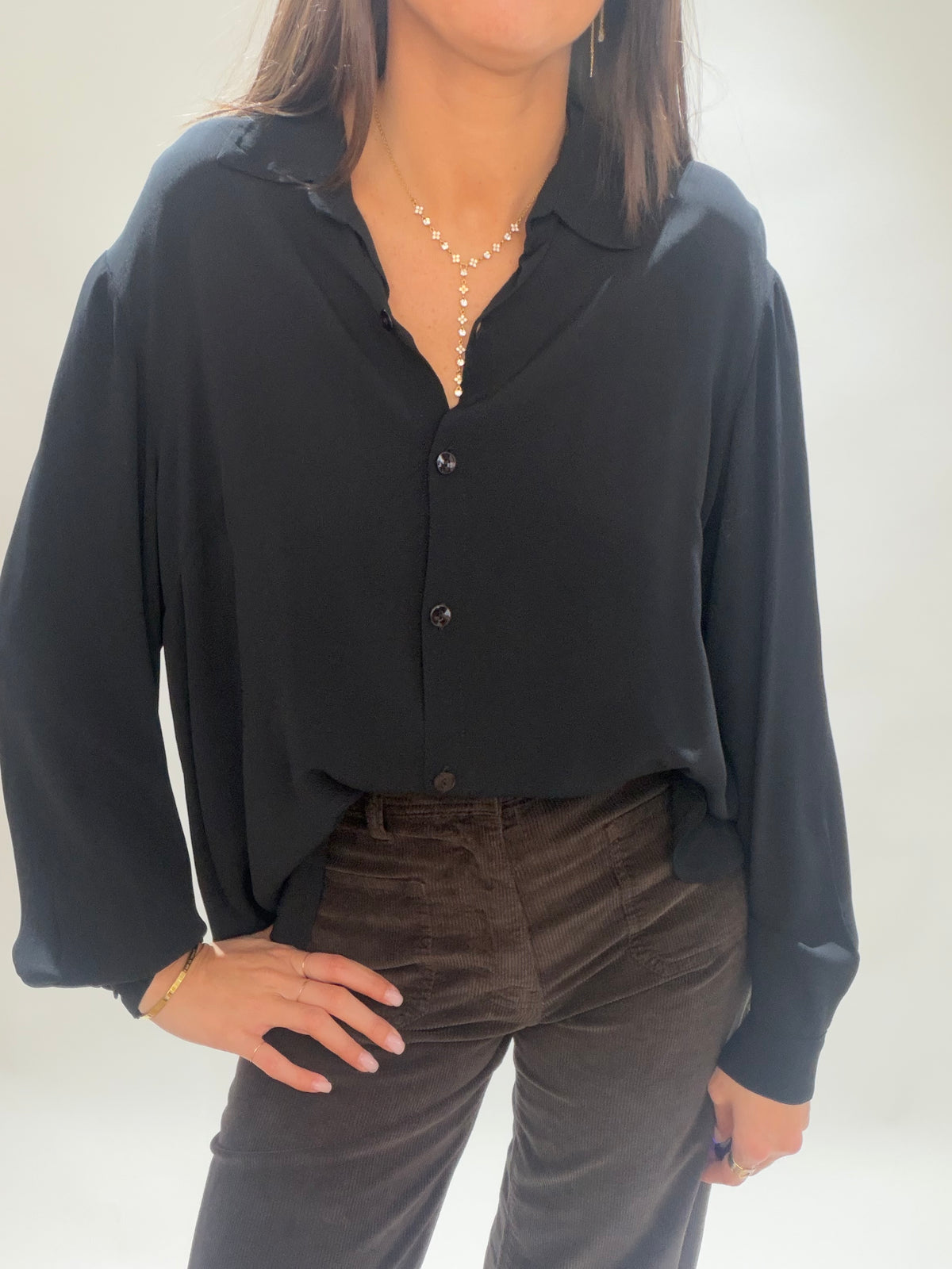 CHEMISE FLUIDE UNIE ORSO NOIR