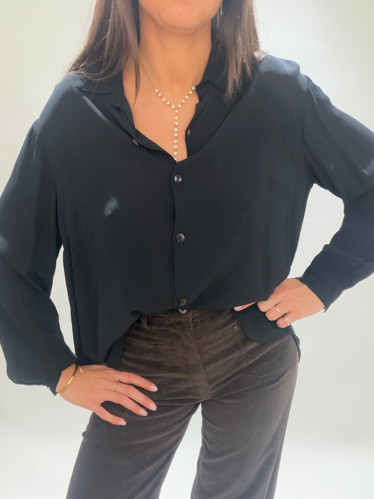 CHEMISE FLUIDE UNIE ORSO NOIR
