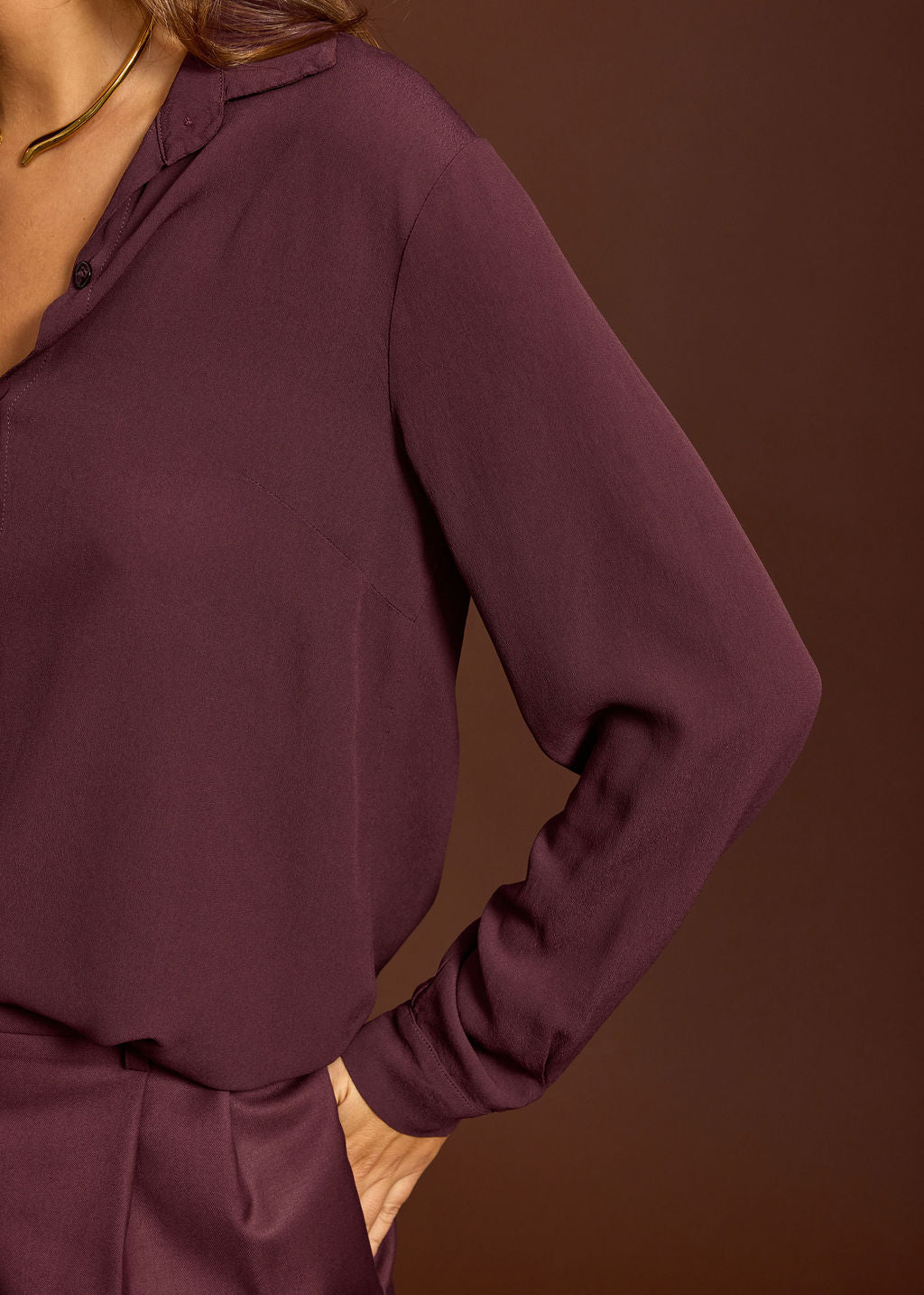 PLAIN FLUID SHIRT ORSO VINO