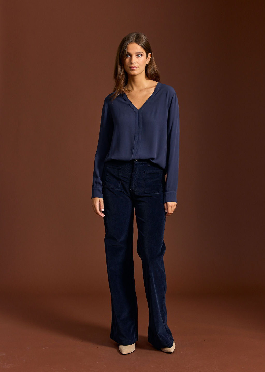 CHEMISE DROITE COL V PAOLA NUIT