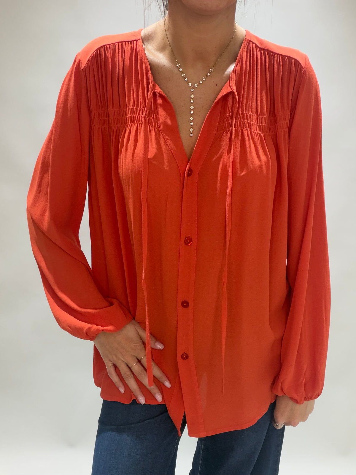 CHEMISE FRONCÉE DEVANT RIGAN ORANGE