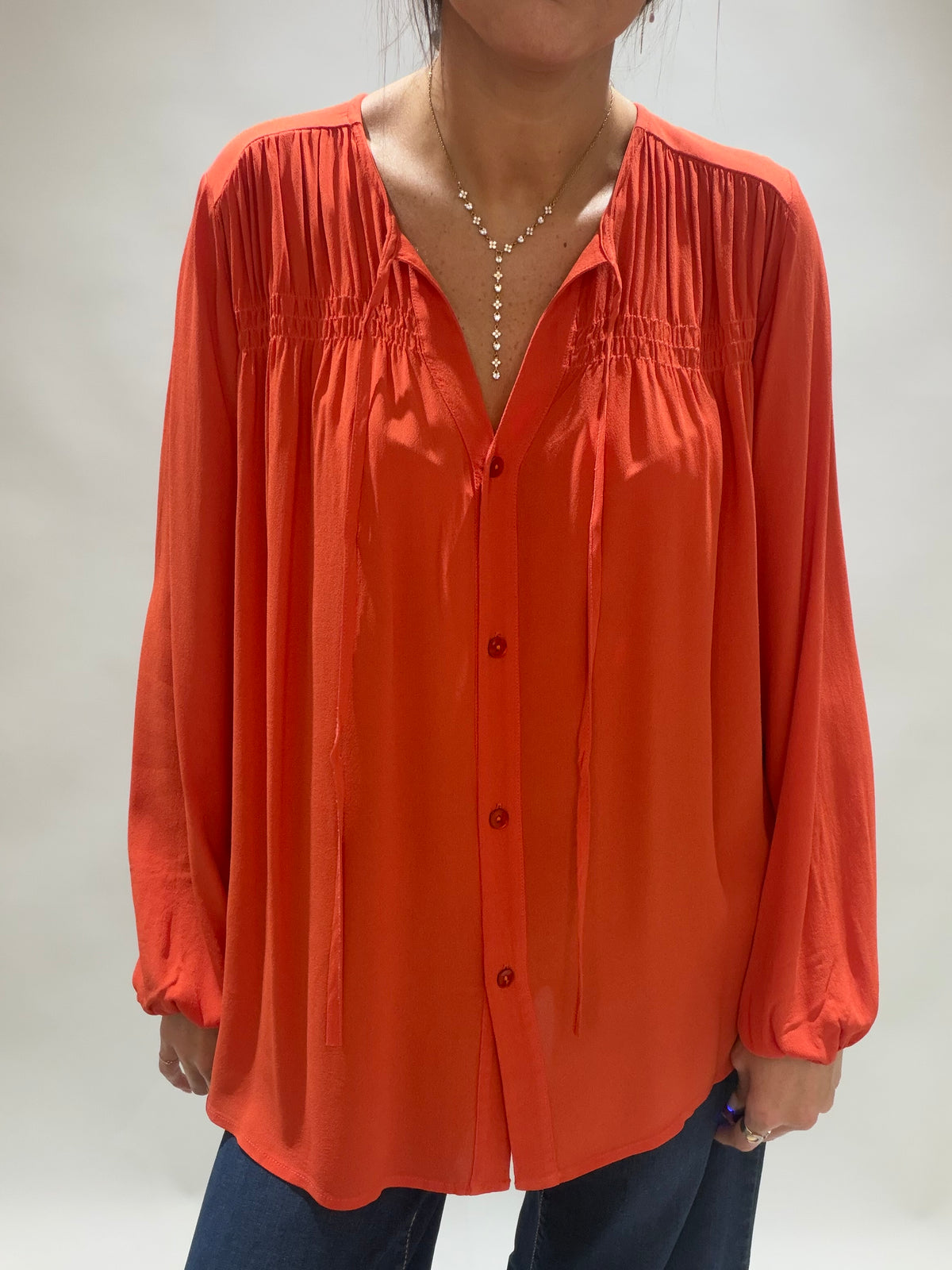 CHEMISE FRONCÉE DEVANT RIGAN ORANGE