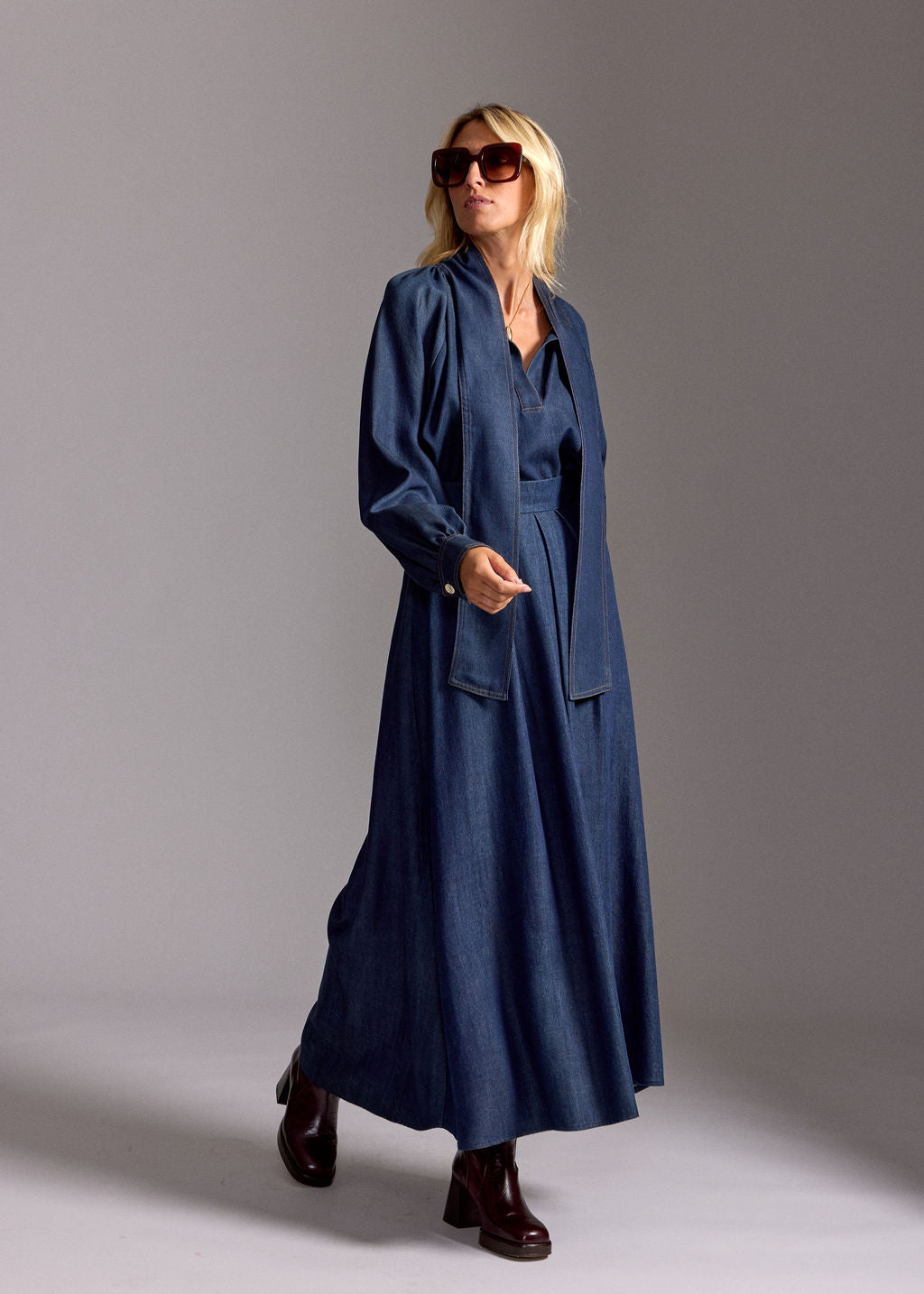WIDE LYOCELL ALBA DENIM SKIRT