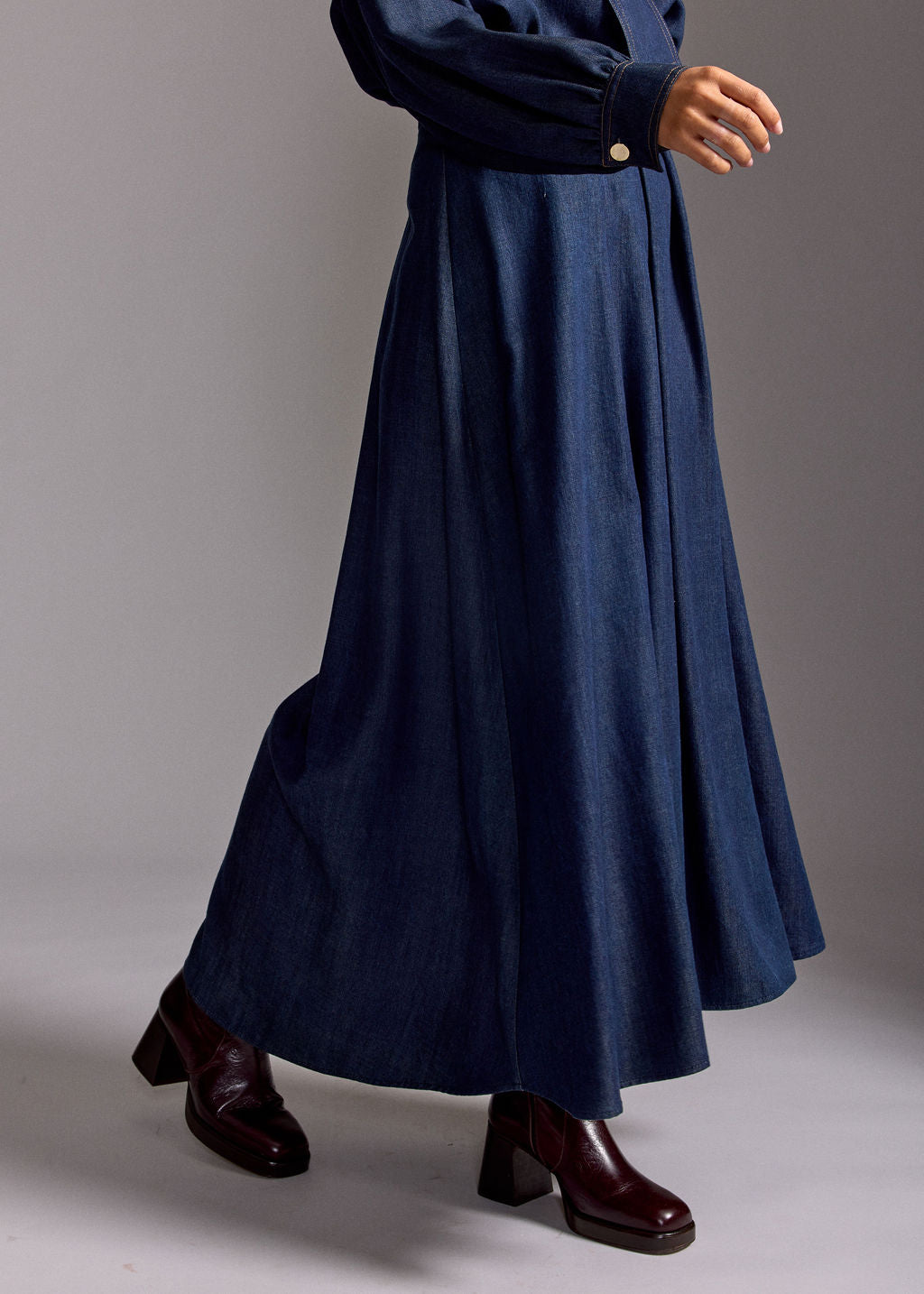 WIDE LYOCELL ALBA DENIM SKIRT
