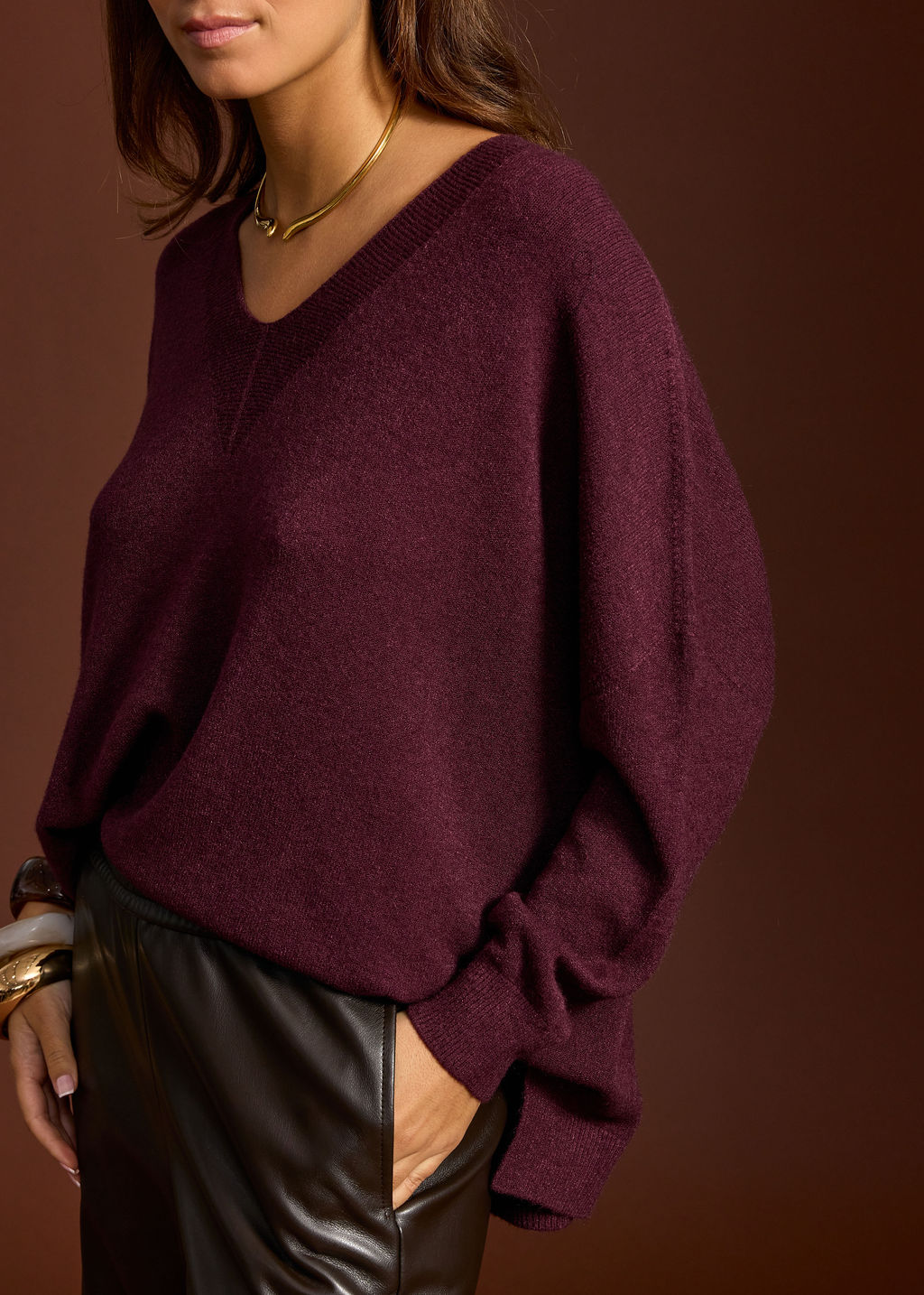 PULL PONCHO LOUISE VINO