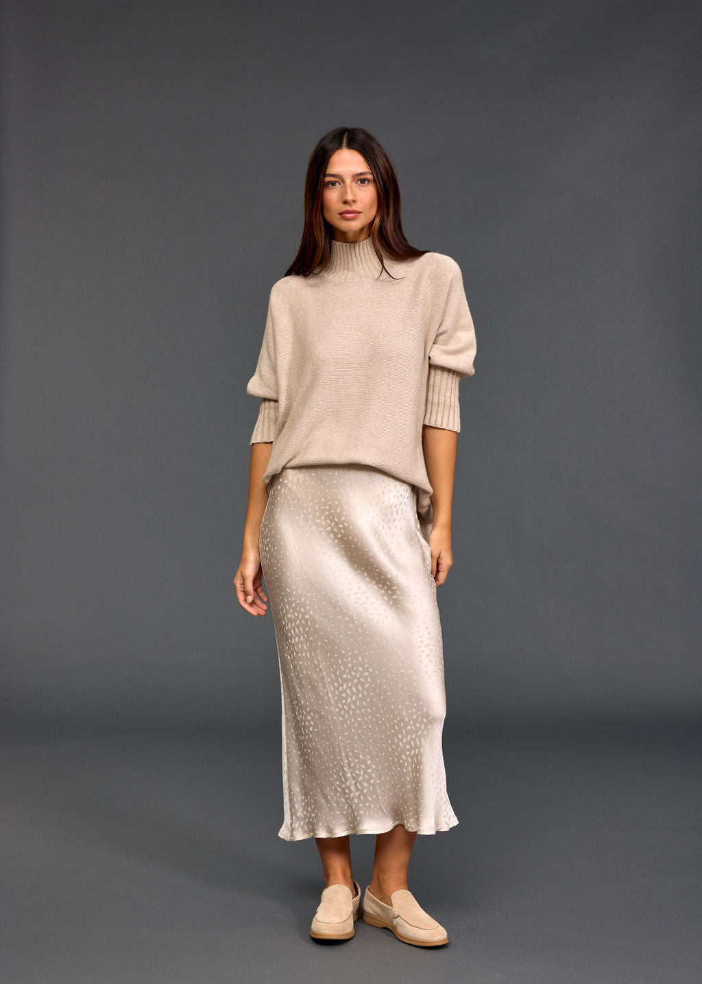 PULL TUNIQUE EN MAILLE NATY SABLE