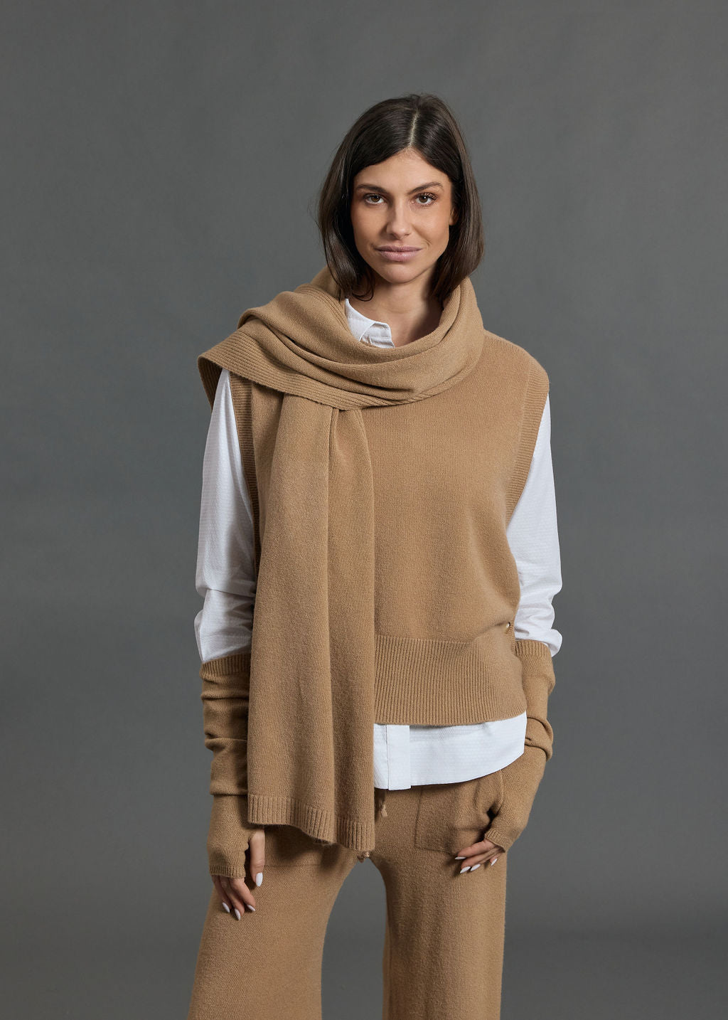 ECHARPE EN MAILLE NEL CAMEL